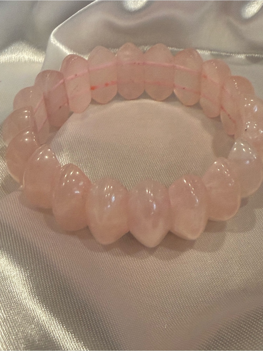 Genuine Rose Quartz Bead Stretch Bracelet - Pink